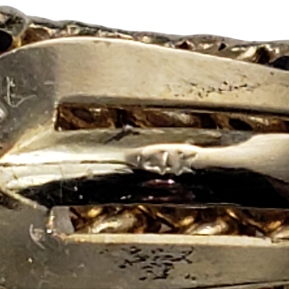 14 Karat Yellow Gold Textured Weave Half Hoop Earrings #20260 - Picture 5 of 7